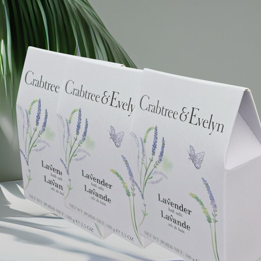 Crabtree & Evelyn Bath Salts Lavender Pack of 3, 3.5 oz 100g NEW Gift For Her